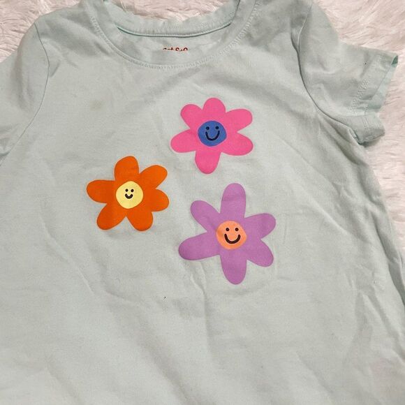 3/$10 Toddlers Cat & Jack Light Green Floral Tee Size 5T - Picture 3 of 4